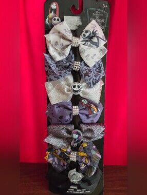 Nightmare Before Christmas Disney Hair Bow Set Purple & Silver NMBC Hair Bows